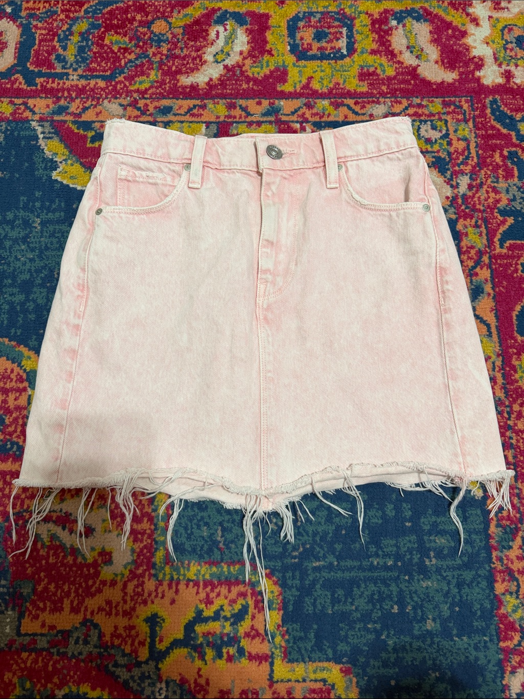 Hudson Pink Denim Mini Skirt - Casual Frayed Hem Size 24/0 Viper